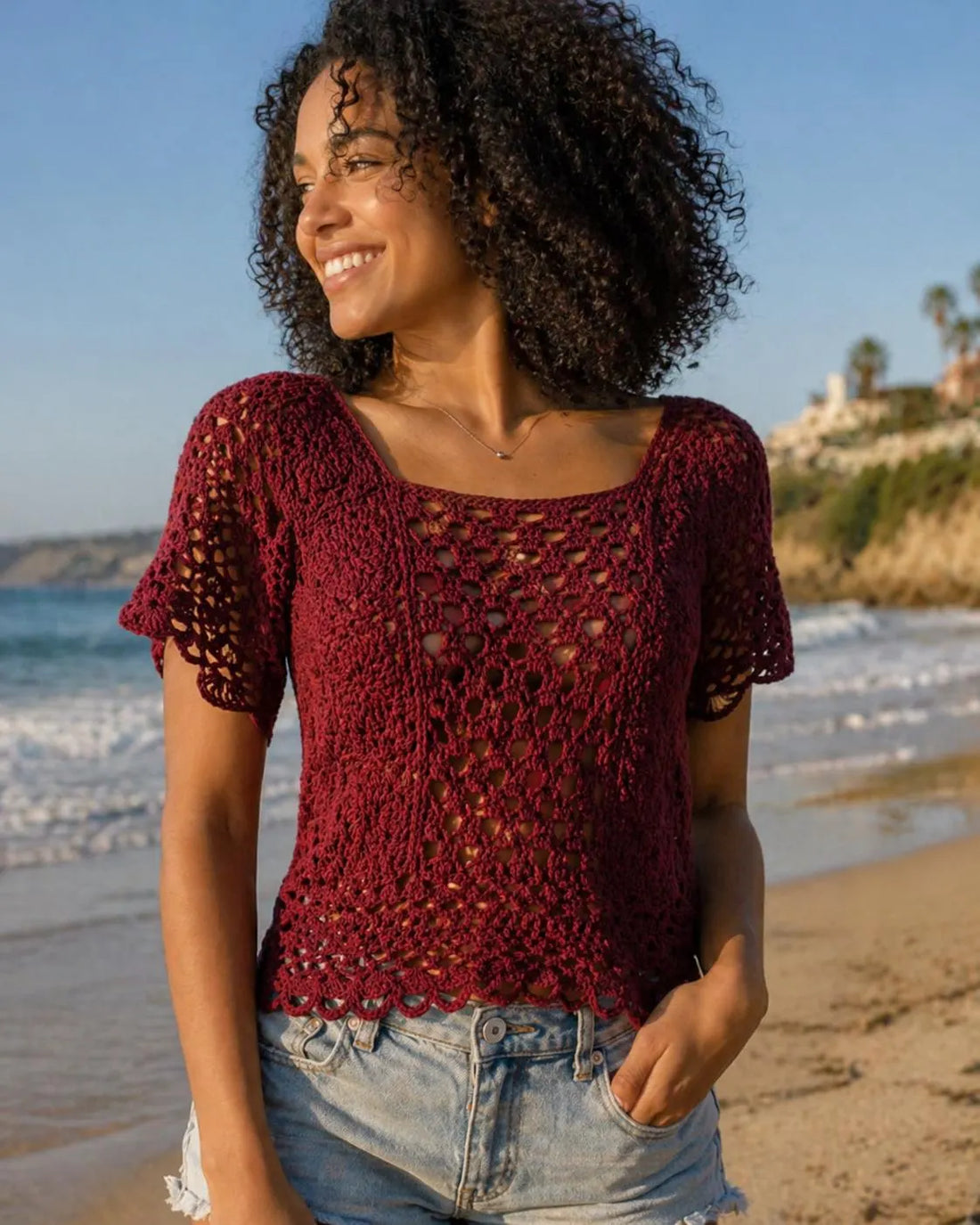 Crochet Lace Top Pattern PDF, Summer Crochet Top, Beachy Boho Shirt, Lightweight Women Top, Instant Download, Beginner Friendly