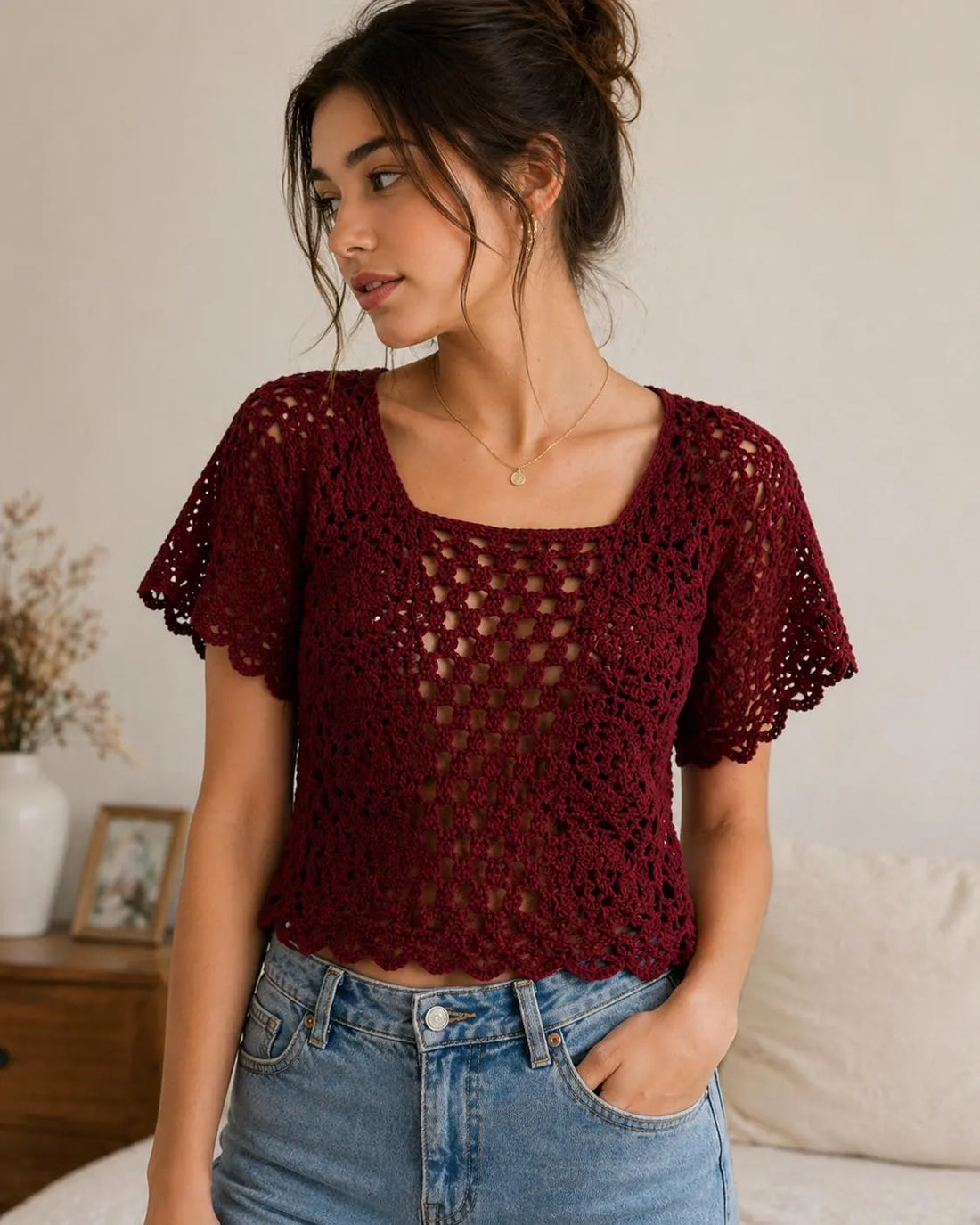 Crochet Lace Top Pattern PDF, Summer Crochet Top, Beachy Boho Shirt, Lightweight Women Top, Instant Download, Beginner Friendly