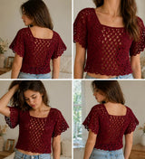 Crochet Lace Top Pattern PDF, Summer Crochet Top, Beachy Boho Shirt, Lightweight Women Top, Instant Download, Beginner Friendly