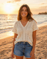 Boho Crochet Top Pattern PDF, Summer Lace Blouse Crochet Pattern, Festival Outfit DIY, V Neck Crochet Shirt Pattern, Instant Download