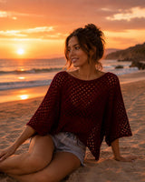 Dark Red Crochet Poncho Pattern PDF
