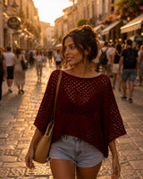 Dark Red Crochet Poncho Pattern PDF