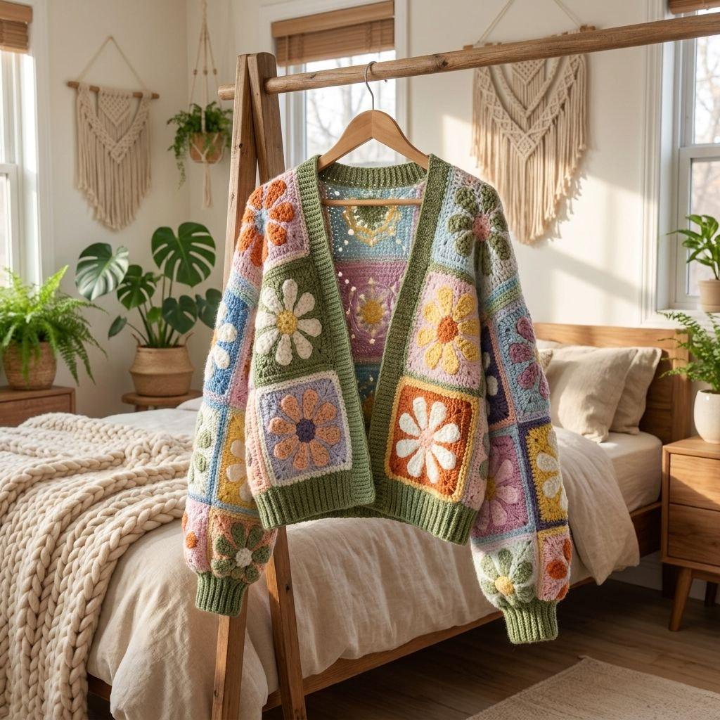 Colorful Granny Square Cardigan Pattern PDF