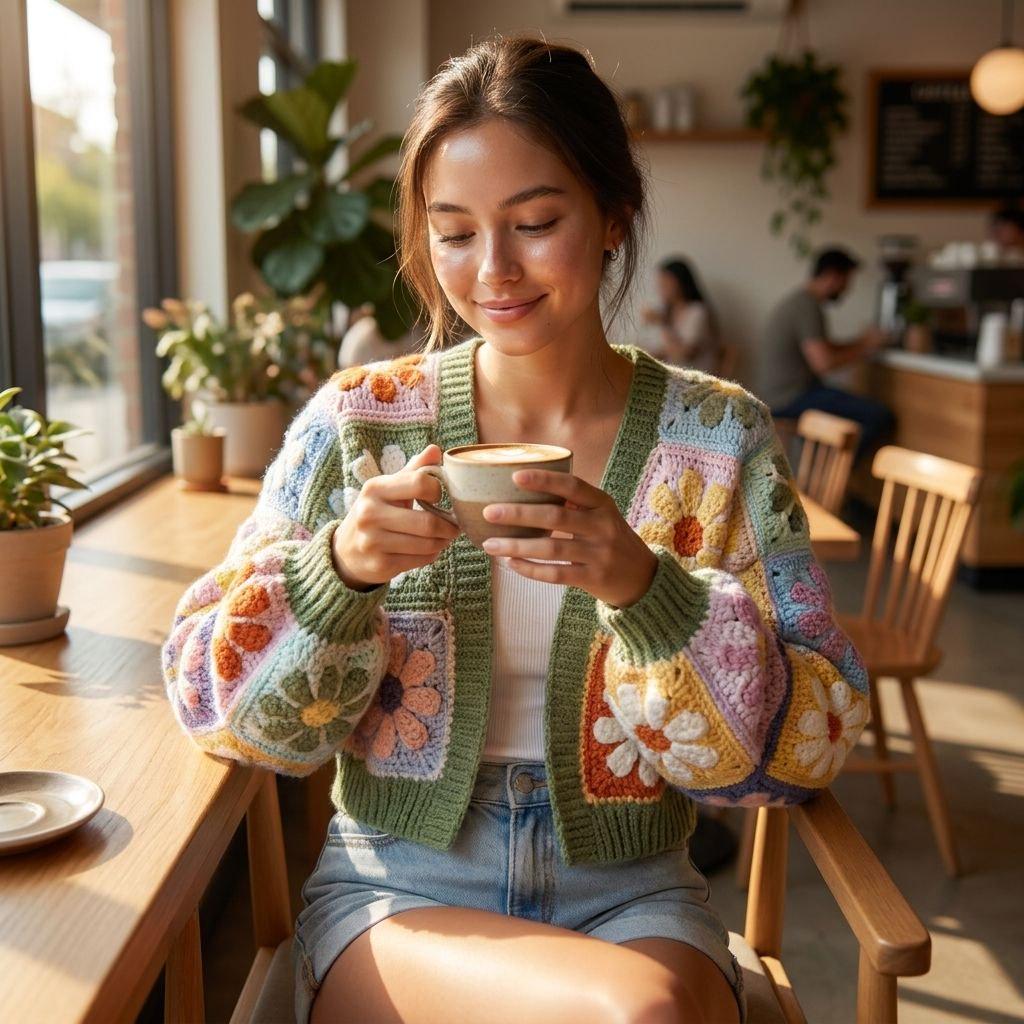 Colorful Granny Square Cardigan Pattern PDF