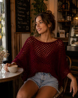 Dark Red Crochet Poncho Pattern PDF